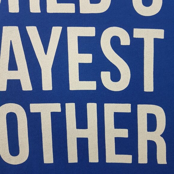 Graphic Tee Shirt Worlds Okayest Brother US XXL Blue White Statement Quote Humor - Picture 8 of 11
